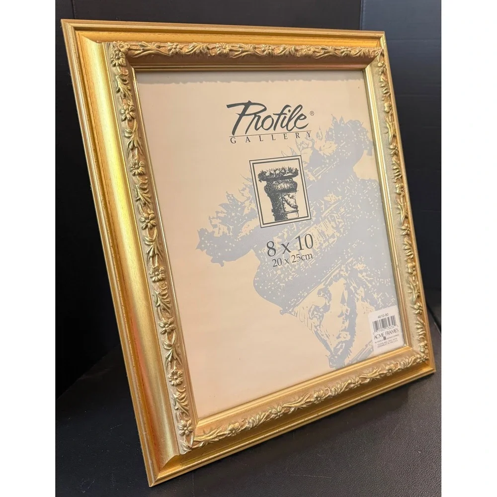 Profile Gallery 8x10 Picture Frame Gold Ornate Floral Wood‎ Free Standing Chic